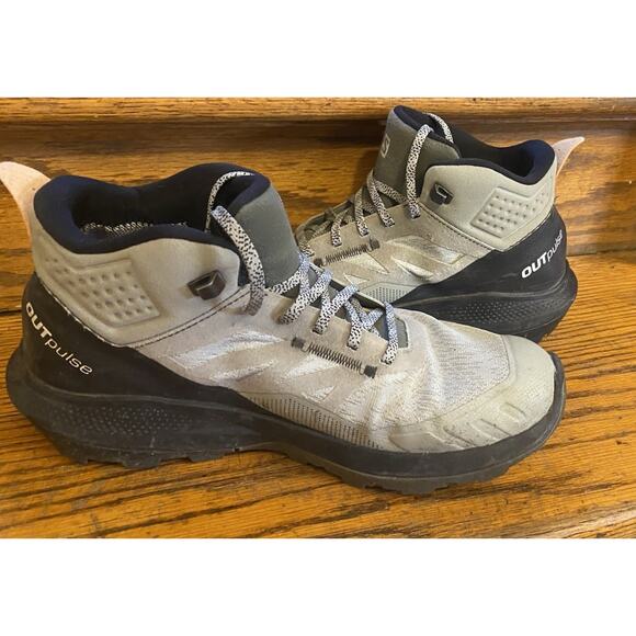 Salomon OUTpulse Mid GTX Shoes Mens 9.5 Gray Black Hiking GORE-TEX 415889 - Picture 4 of 8